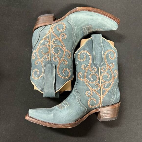 New Circle G Corral L6068 Light Blue Distressed Snip Toe Boots 5.5 - Picture 4 of 6